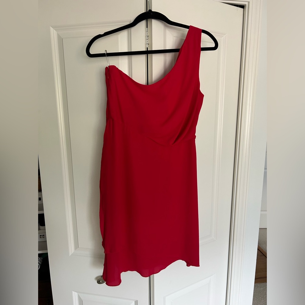 BCBGMaxAzria- “Somara” One Shoulder Dress in RioRed - Picture 4 of 7